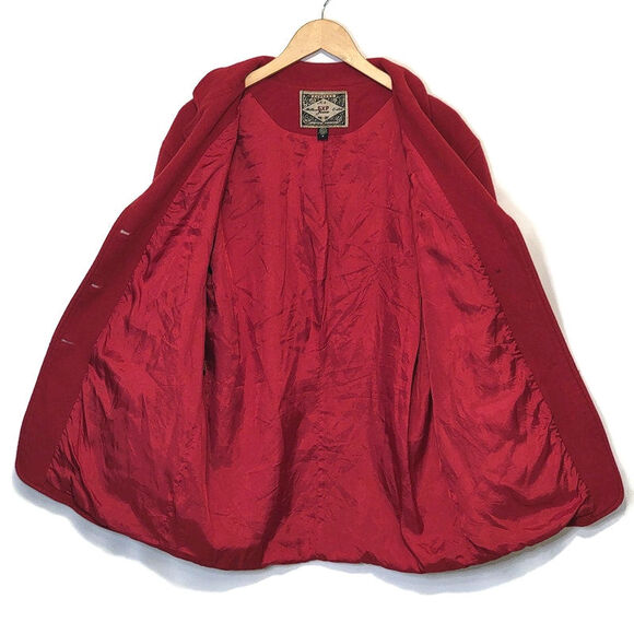 Express Vintage Red Wool Cashmere Blazer Coat Soft Single Breasted Chic Fall M - Picture 11 of 15